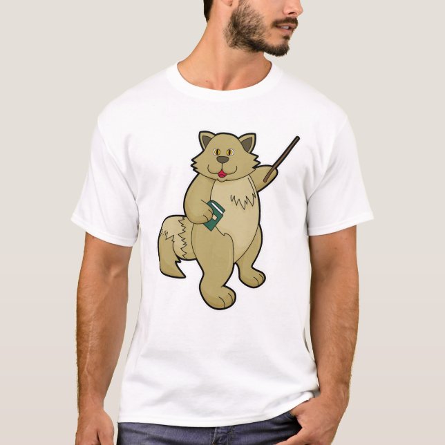 Dog as Teacher with Book & Pointer T-Shirt (Front)