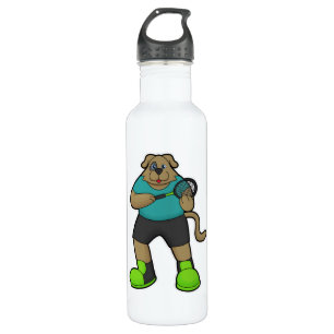 Dog as Tennis player with Tennis racket 710 Ml Water Bottle