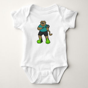 Dog as Tennis player with Tennis racket Baby Bodysuit