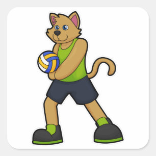 Dog as Volleyball player with Volleyball Square Sticker