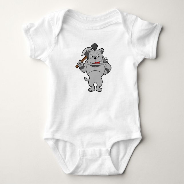 Dog as Warrior with Axe Baby Bodysuit (Front)