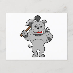 Dog as Warrior with Axe Postcard