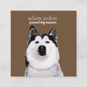 Dog Assistant Husky Square Business Card
