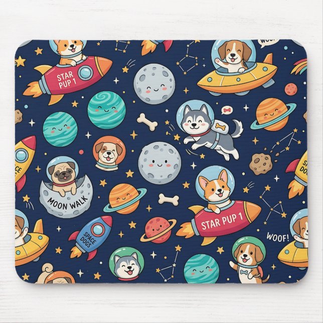 Dog Astronaut Mousepad – Space Rocket Design (Front)