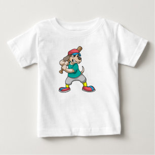 Dog at Baseball with Baseball bat Baby T-Shirt