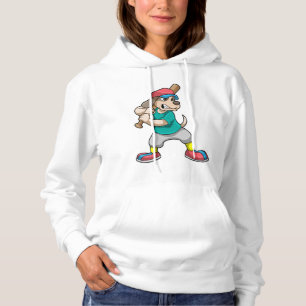 Dog at Baseball with Baseball bat Hoodie