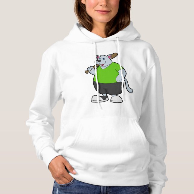 Dog at Baseball with Baseball bat Hoodie (Front)