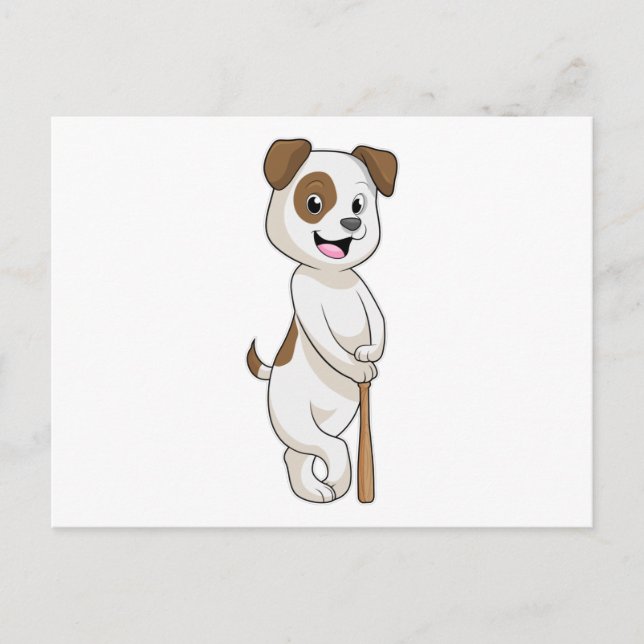 Dog at Baseball with Baseball bat Postcard (Front)