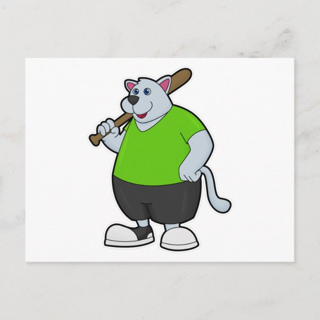 Dog at Baseball with Baseball bat Postcard (Front)