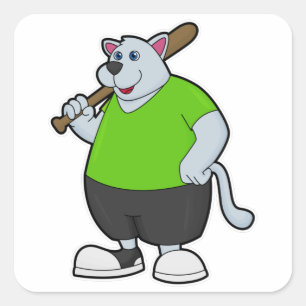 Dog at Baseball with Baseball bat Square Sticker