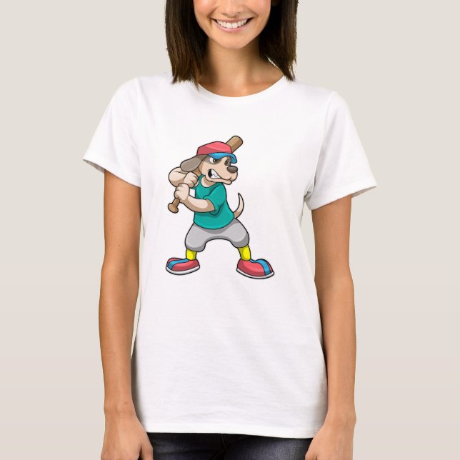 Dog at Baseball with Baseball bat T-Shirt (Front)