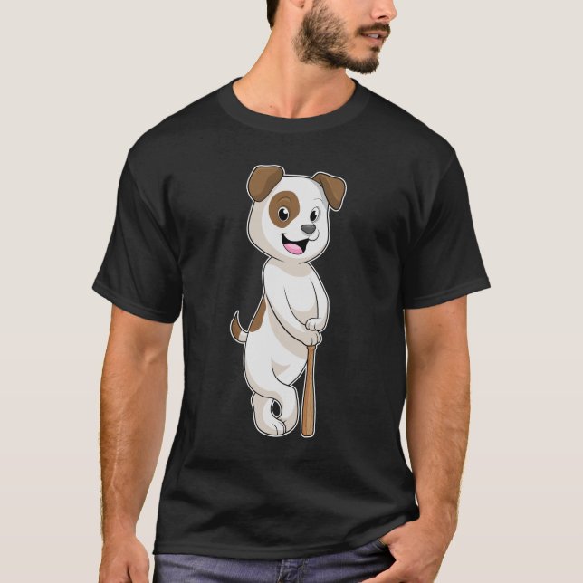 Dog at Baseball with Baseball bat T-Shirt (Front)