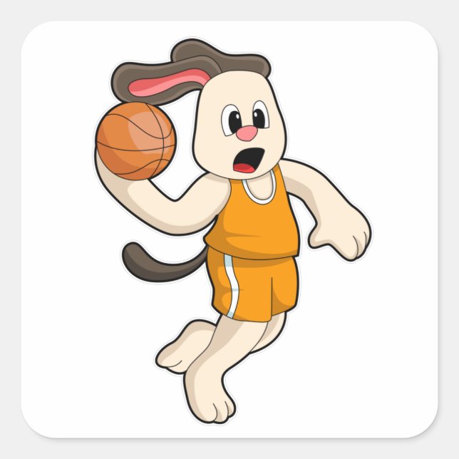 Dog at Basketball Sports Square Sticker (Front)
