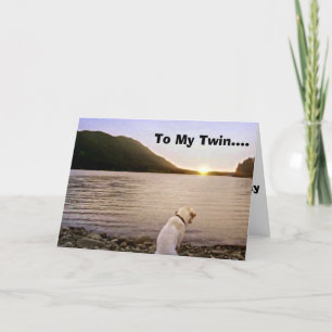 DOG AT BEACH SAYS "HAPPY BIRTHDAY" TO HIS *TWIN* CARD