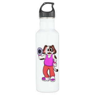 Dog at Bodybuilding with Dumbbell 710 Ml Water Bottle