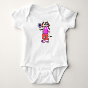 Dog at Bodybuilding with Dumbbell Baby Bodysuit