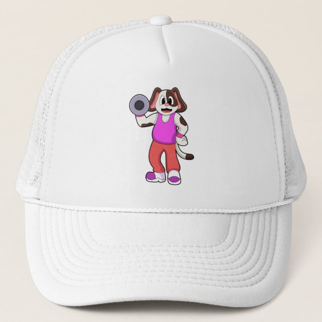 Dog at Bodybuilding with Dumbbell Trucker Hat (Front)