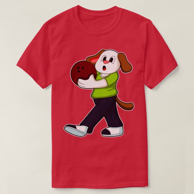 Dog at Bowling with Bowling ball 2 T-Shirt (Design Front)