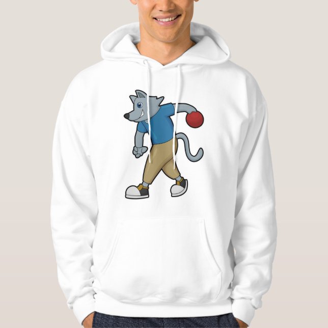 Dog at Bowling with Bowling ball Hoodie (Front)