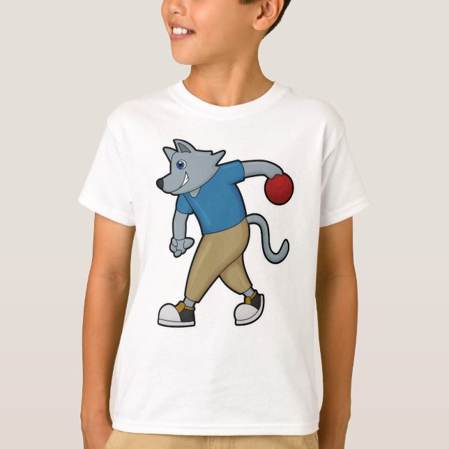 Dog at Bowling with Bowling ball T-Shirt (Front)