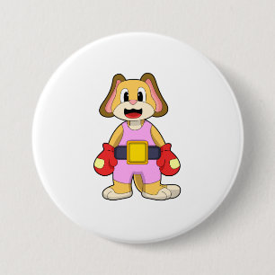 Dog at Boxing with Boxing gloves 7.5 Cm Round Badge