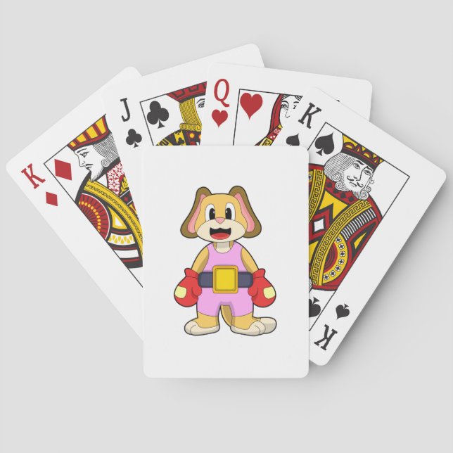 Dog at Boxing with Boxing gloves Playing Cards (Back)