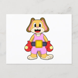 Dog at Boxing with Boxing gloves Postcard