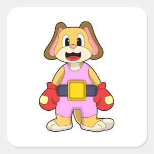 Dog at Boxing with Boxing gloves Square Sticker