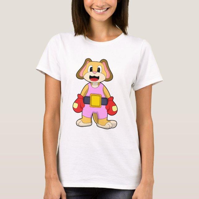 Dog at Boxing with Boxing gloves T-Shirt (Front)