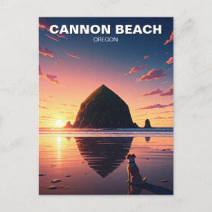 Dog at Cannon Beach Oregon Postcard