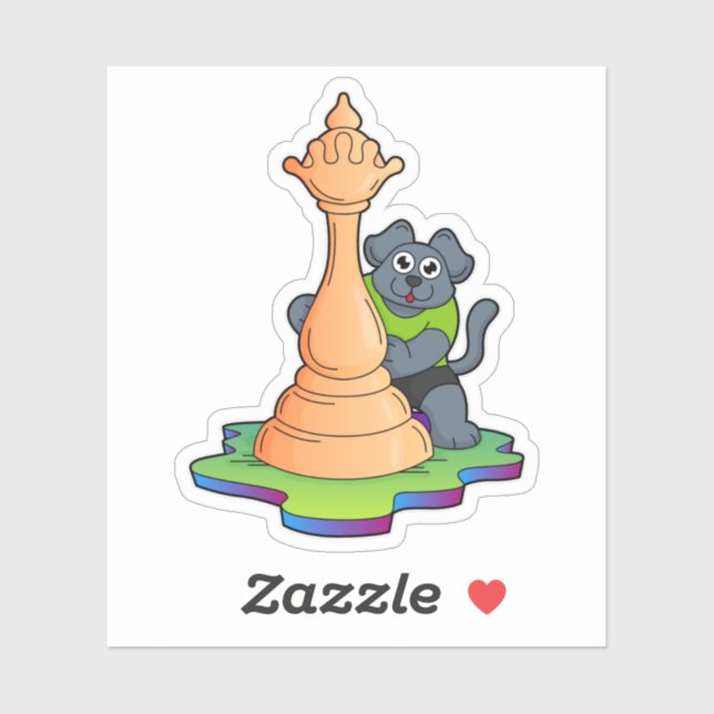 Dog at Chess with Chess piece Queen (Sheet)