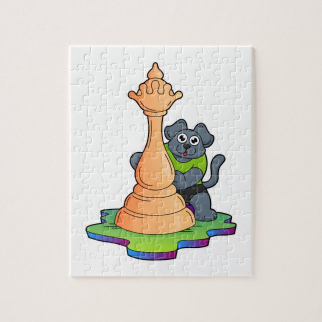 Dog at Chess with Chess piece Queen Jigsaw Puzzle (Vertical)