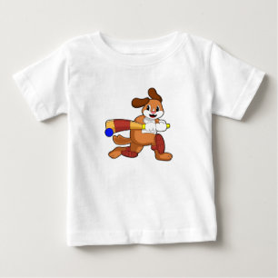 Dog at Cricket with Cricket bat Baby T-Shirt