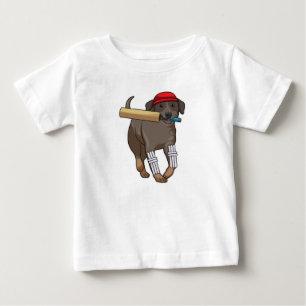 Dog at Cricket with Cricket bat Baby T-Shirt