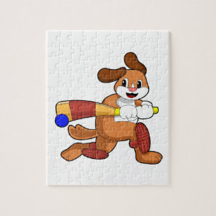 Dog at Cricket with Cricket bat Jigsaw Puzzle