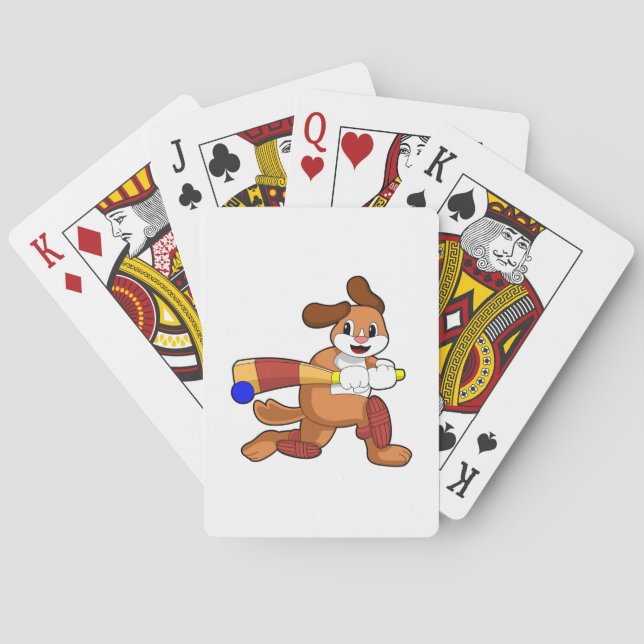 Dog at Cricket with Cricket bat Playing Cards (Back)