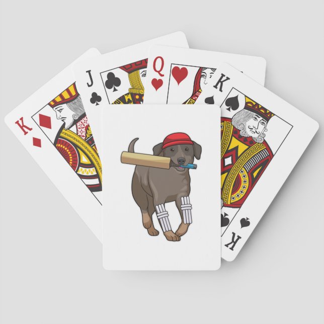 Dog at Cricket with Cricket bat Playing Cards (Back)