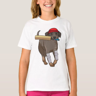 Dog at Cricket with Cricket bat T-Shirt