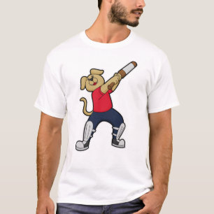 Dog at Cricket with Cricket bat T-Shirt