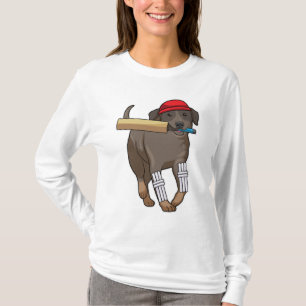 Dog at Cricket with Cricket bat T-Shirt