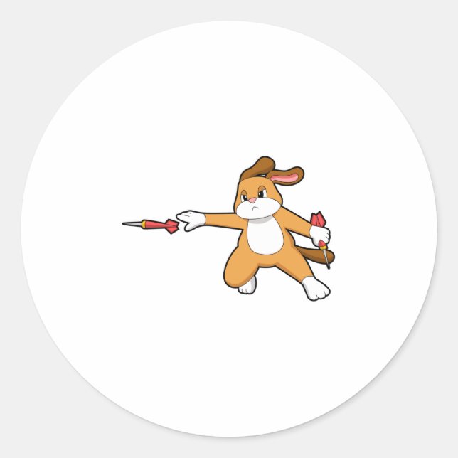 Dog at Darts with Dart.PNG Classic Round Sticker (Front)