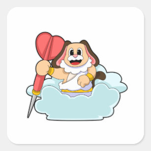 Dog at Darts with Dart Square Sticker