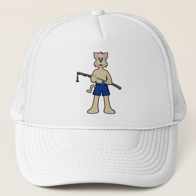 Dog at Fishing with Fishing rod & Fish Trucker Hat (Front)