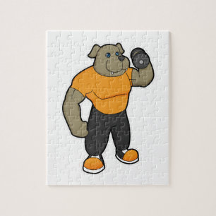 Dog at Fitness with Dumbbell Jigsaw Puzzle