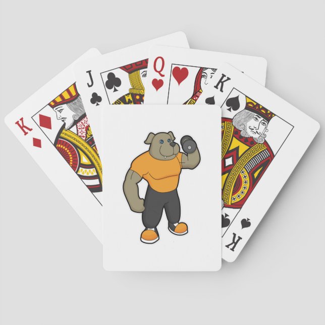 Dog at Fitness with Dumbbell Playing Cards (Back)