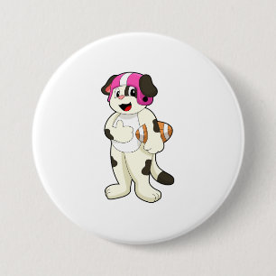 Dog at Football Sports 7.5 Cm Round Badge