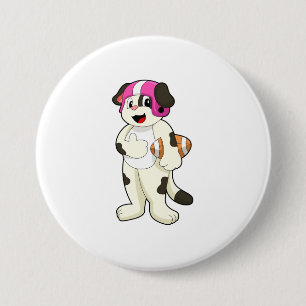 Dog at Football Sports 7.5 Cm Round Badge