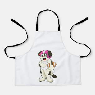 Dog at Football Sports Apron