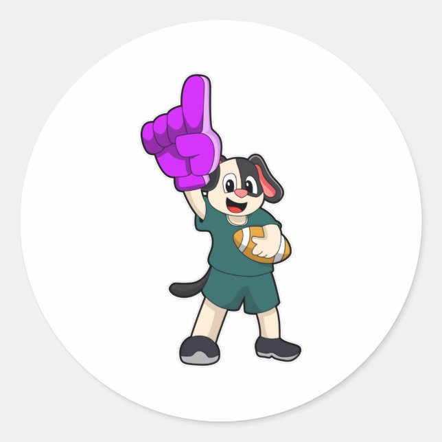 Dog at Football Sports Classic Round Sticker (Front)