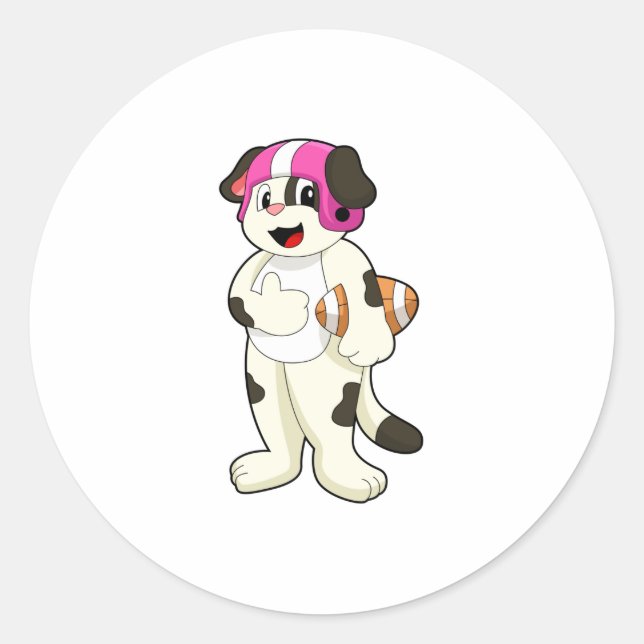 Dog at Football Sports Classic Round Sticker (Front)